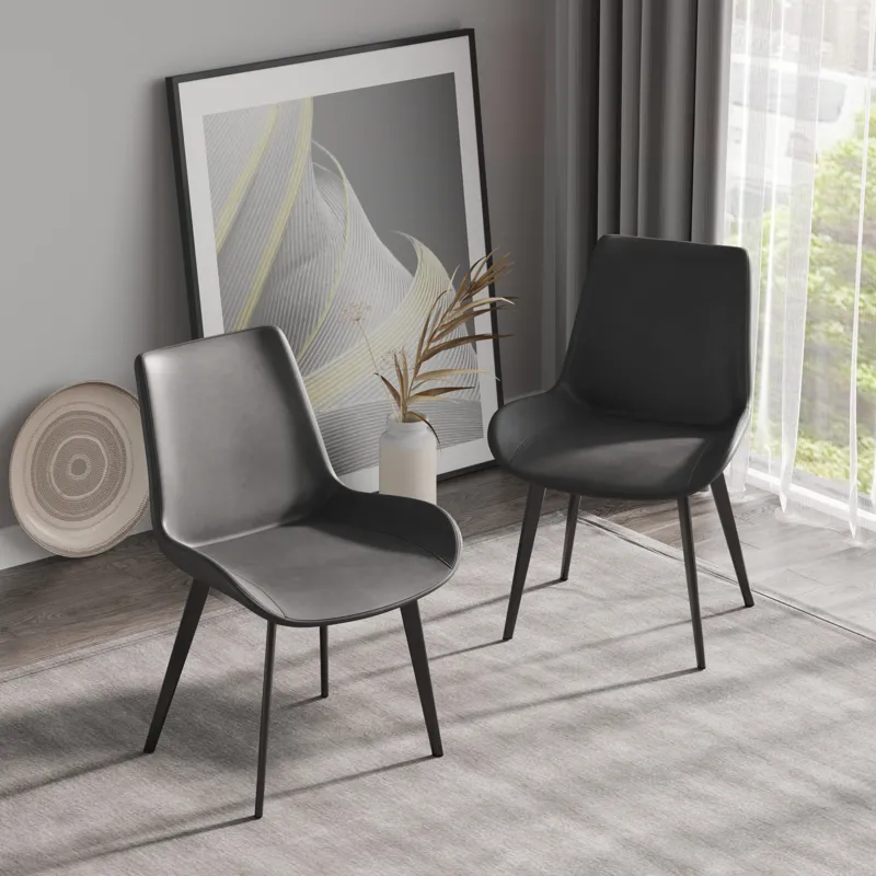 Modern Dining Chair Living Room Metal Leg Dining Chair (Set of 2) - Black / Gray