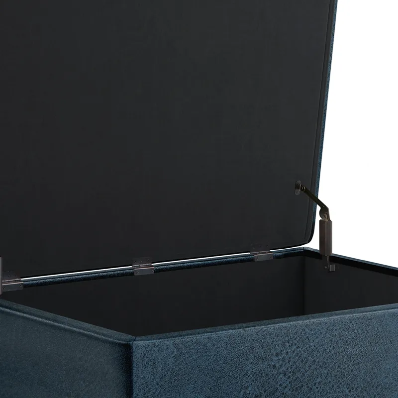 Owen - Coffee Table Storage Ottoman - Distressed Dark Blue