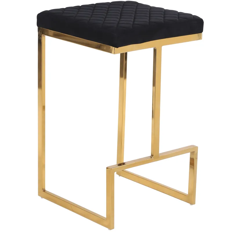 Joel - Mid Century Modern Luxury Upholstered Stool - Black