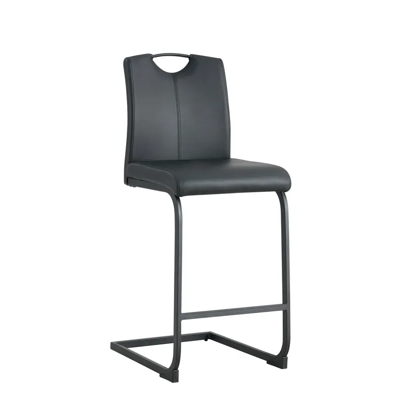 PU Chair Barstool Dining Counter Height Chair (Set of 2) - Black