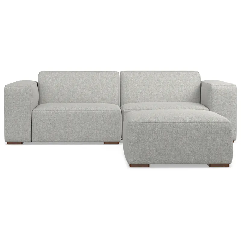 Rex - 2 Seater Sofa and Ottoman - Pale Gray