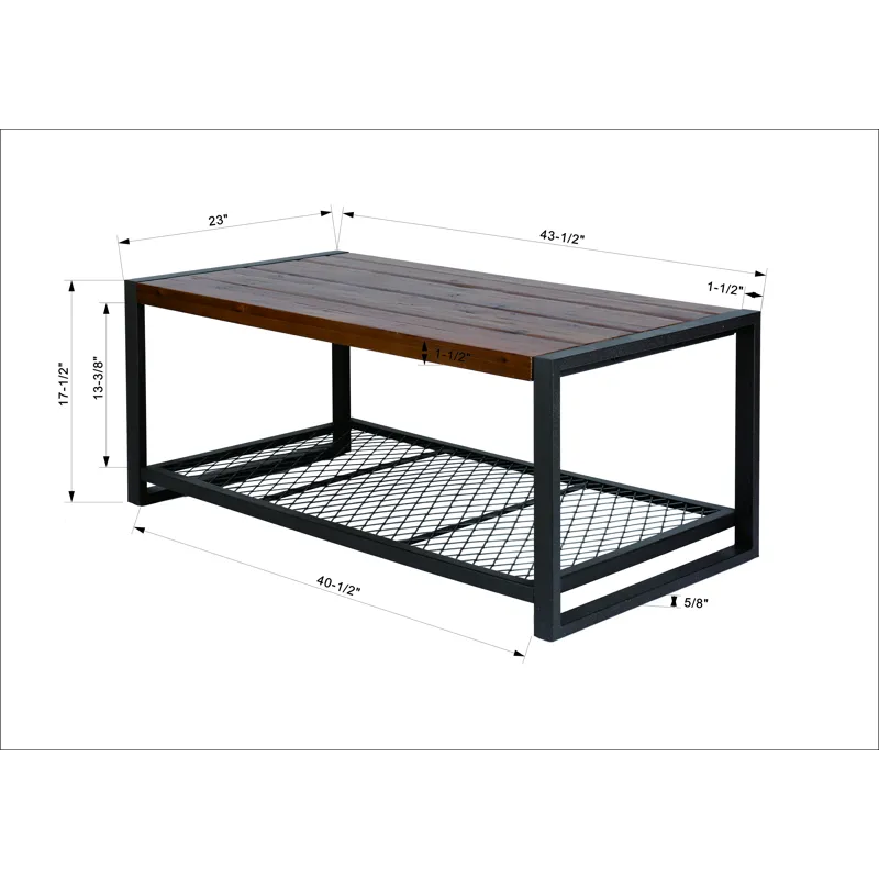 Console Coffee Table With Reclaimed Wood Finish, For Living Room - Natural
