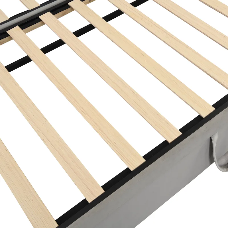 Twin Size Upholstered Daybed With Pop Up Trundle - Gray