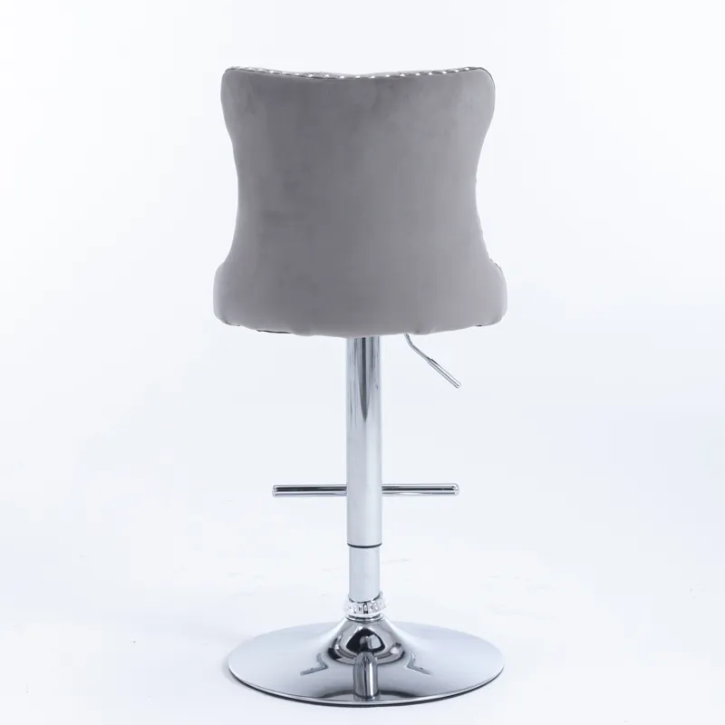 Swivel Velvet Barstools Adjusatble Seat Height From 25-33\", Modern Upholstered Chrome Base Bar Stoo