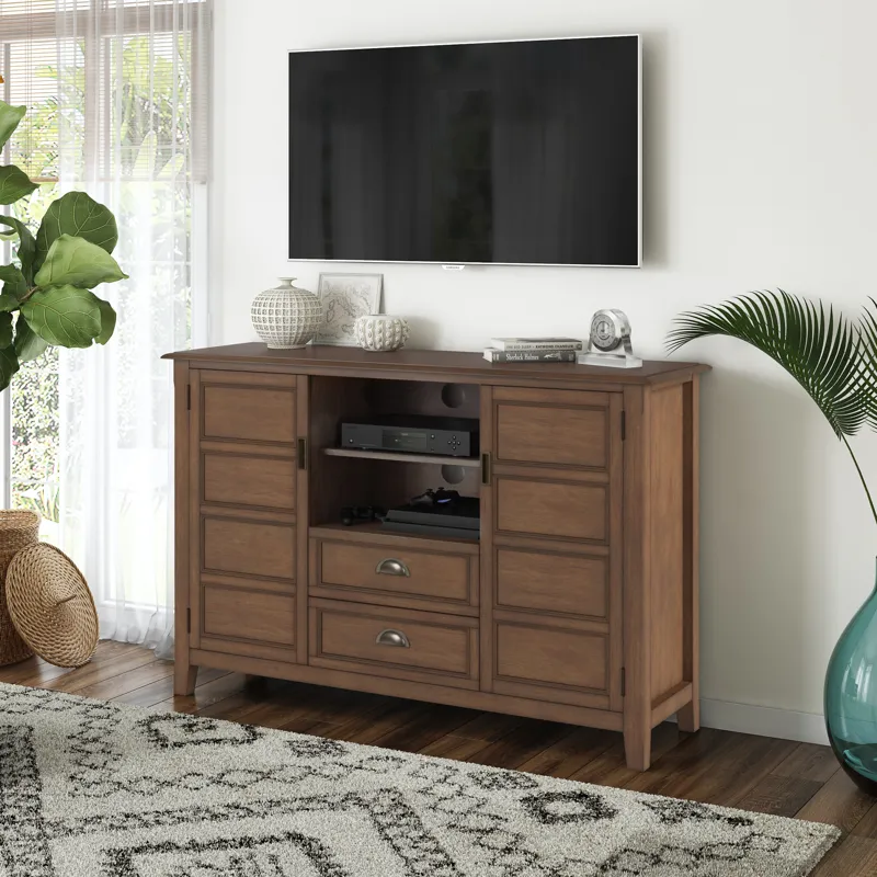 Burlington - Tall TV Media Stand - Rustic Natural Aged Brown