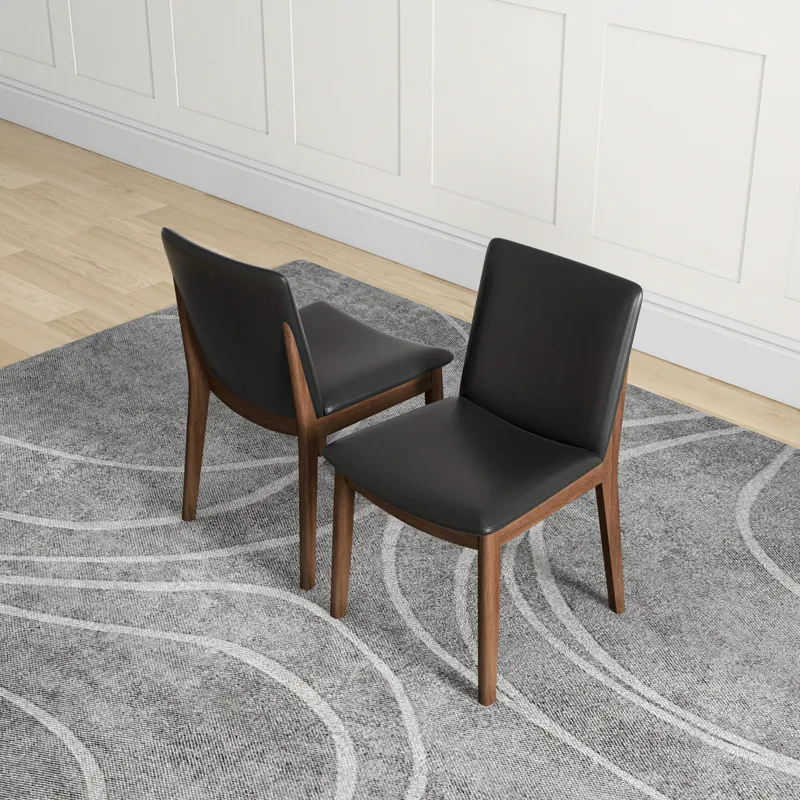 Laura - Mid-Century Modern Solid Wood Dining Chair (Set of 2) - Black