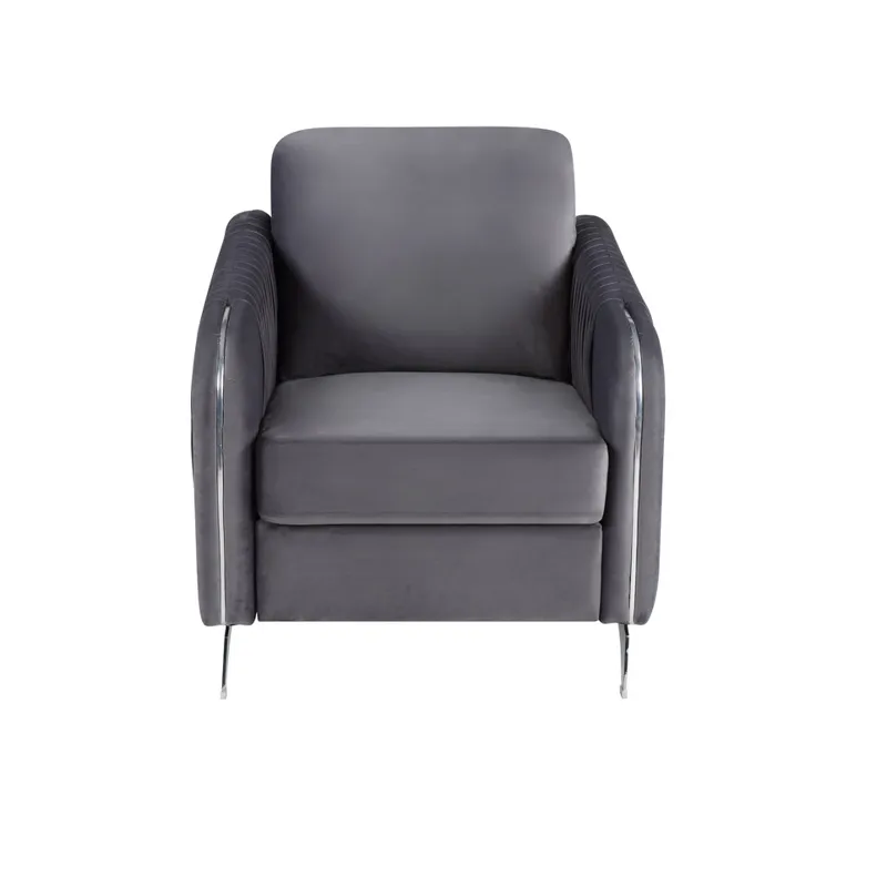 Hathaway - Velvet Modern Chic Accent Armchair - Gray