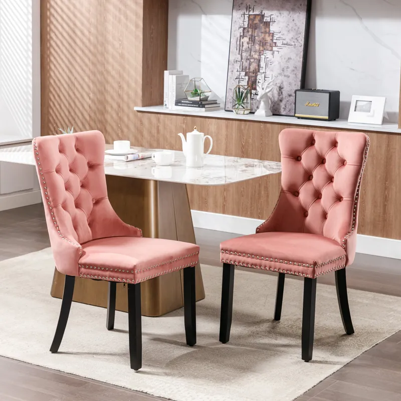 Nikki - Modern, High-End Tufted Solid Wood Contemporary Velvet Upholstered Dining Chair With Wood Le