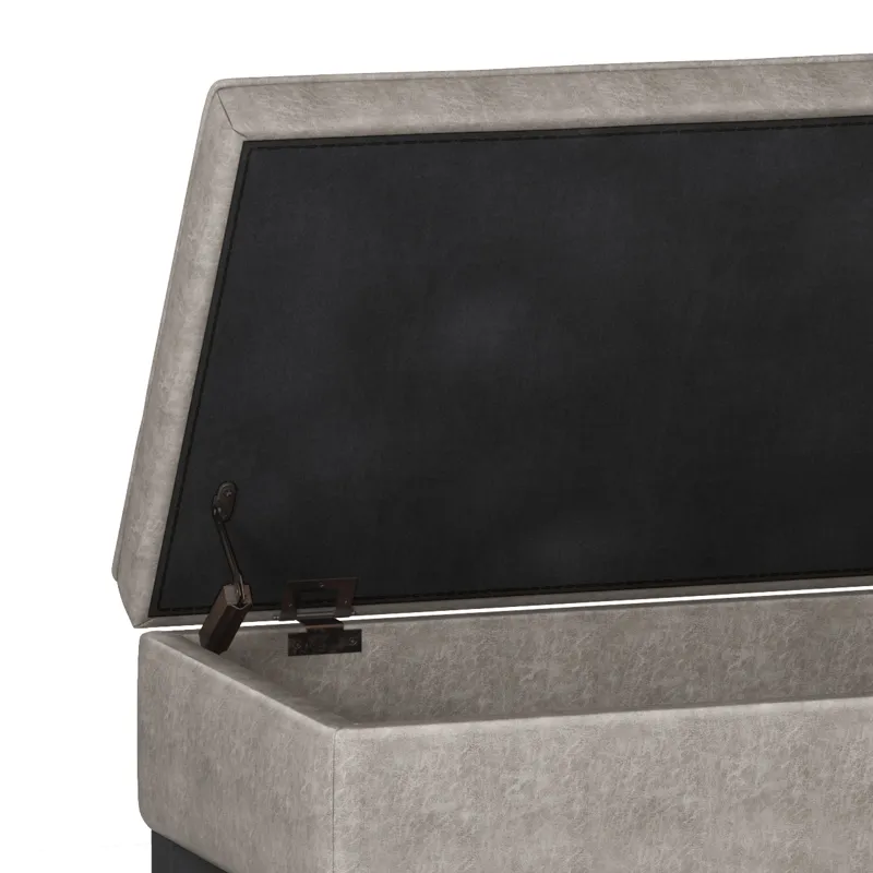 Cosmopolitan - Storage Ottoman Bench with Open Bottom - Distressed Grey Taupe