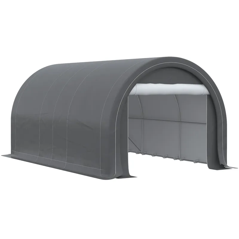Outsunny - 10\' x 16\' Carport, Heavy Duty Portable Garage Storage Tent With Large Zippered Door, An