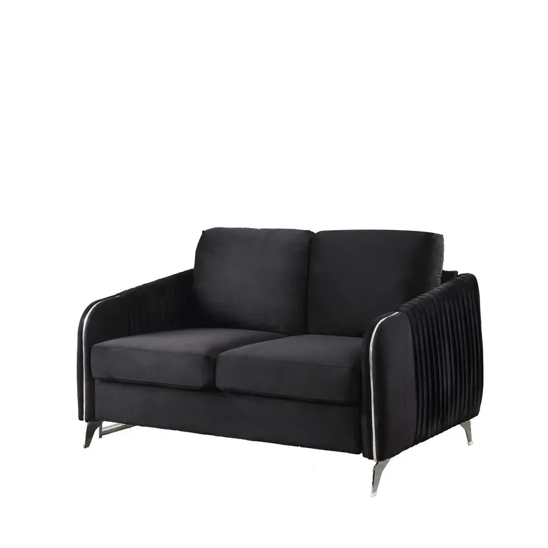 Hathaway - Velvet Modern Chic Loveseat Couch - Black