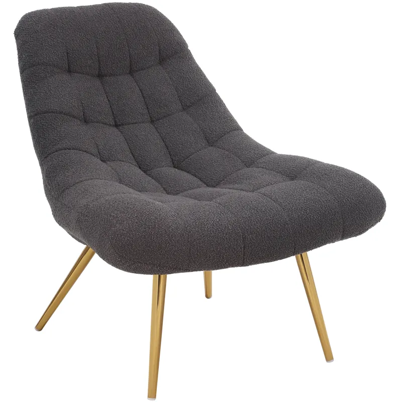 Aubrey - French Boucle Lounge Chair - Gray