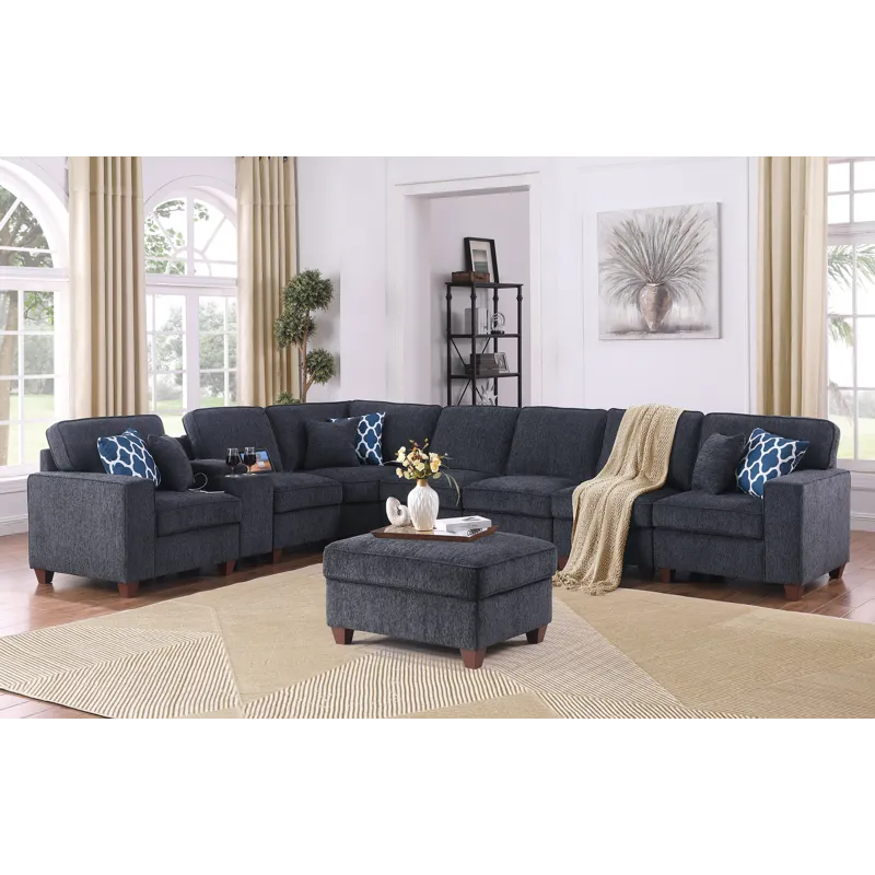 Lily - Sectional Sofa With Ottoman - Black