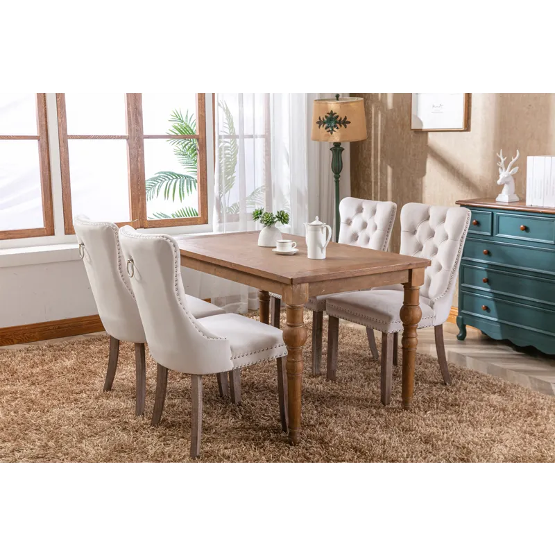 Nikki - Modern, High-End Tufted Solid Wood Contemporary Velvet Upholstered Dining Chair With Wood Le