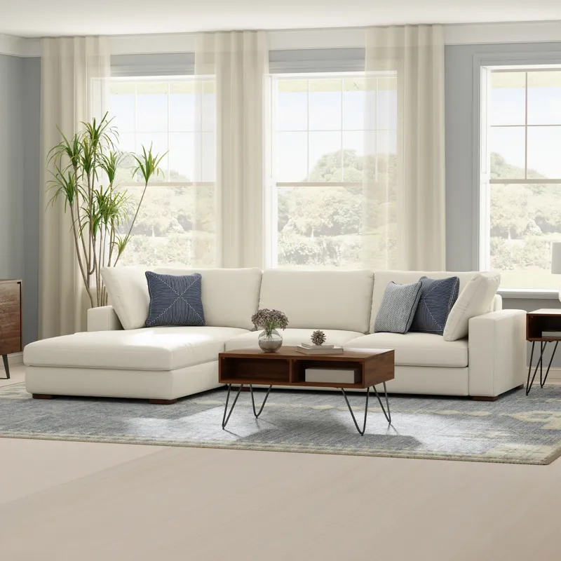 Charlie - Deep Seater Left Sectional Sofa - Cream