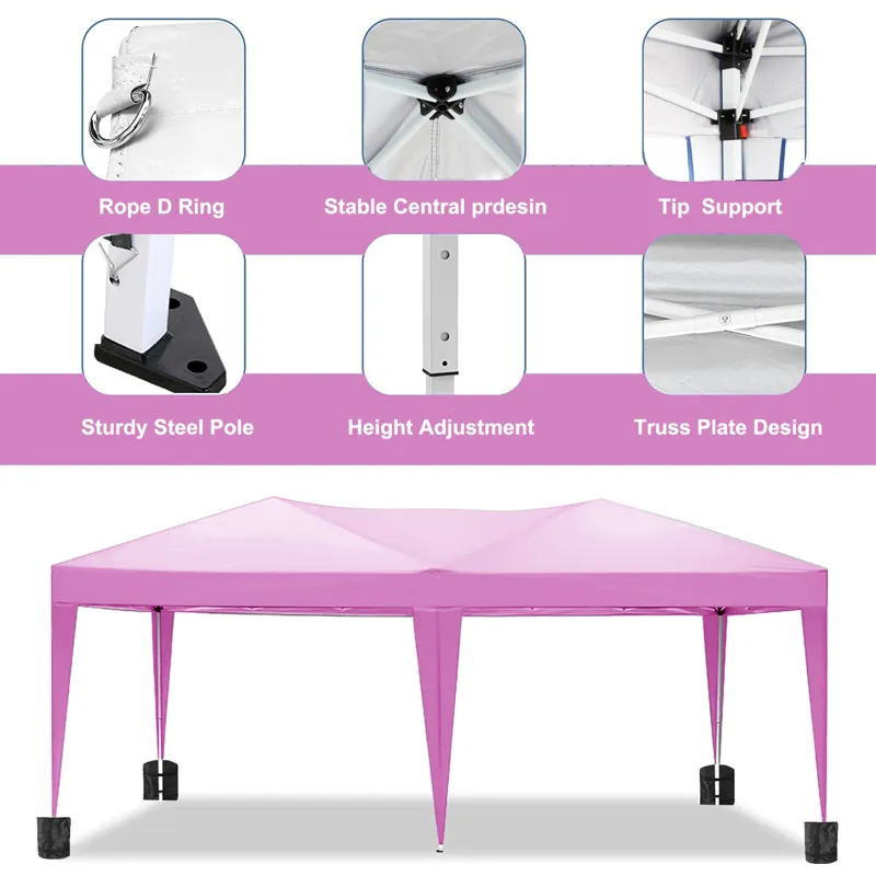 10\'X20\' Ez Pop Up Canopy Outdoor Portable Party Folding Tent With 6 Removable Sidewalls + Carry Ba