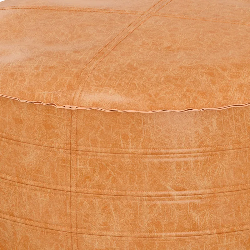 Brody - 32\" Round Coffee Table Pouf - Distressed Brown