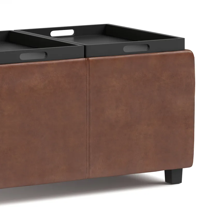 Avalon - Storage Ottoman - Distressed Saddle Brown