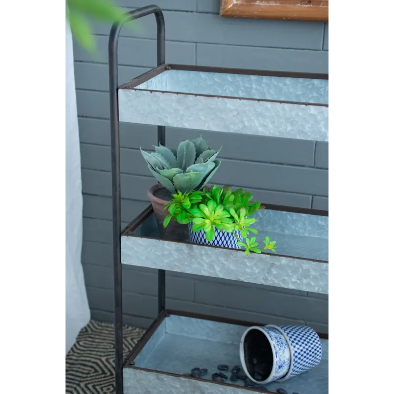 Homestead Galvanized Shelf Display 3 Tier - Metallic Gray