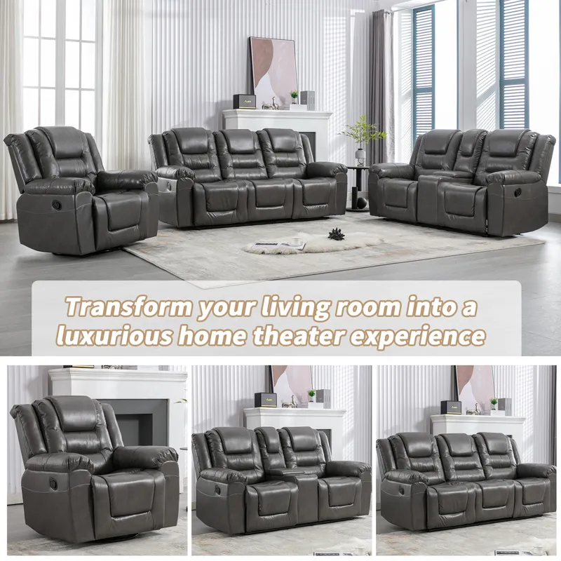 2 Seater Home Theater Recliner Manual Recliner Chair With A Storage Box And Two Cup Holders For Livi