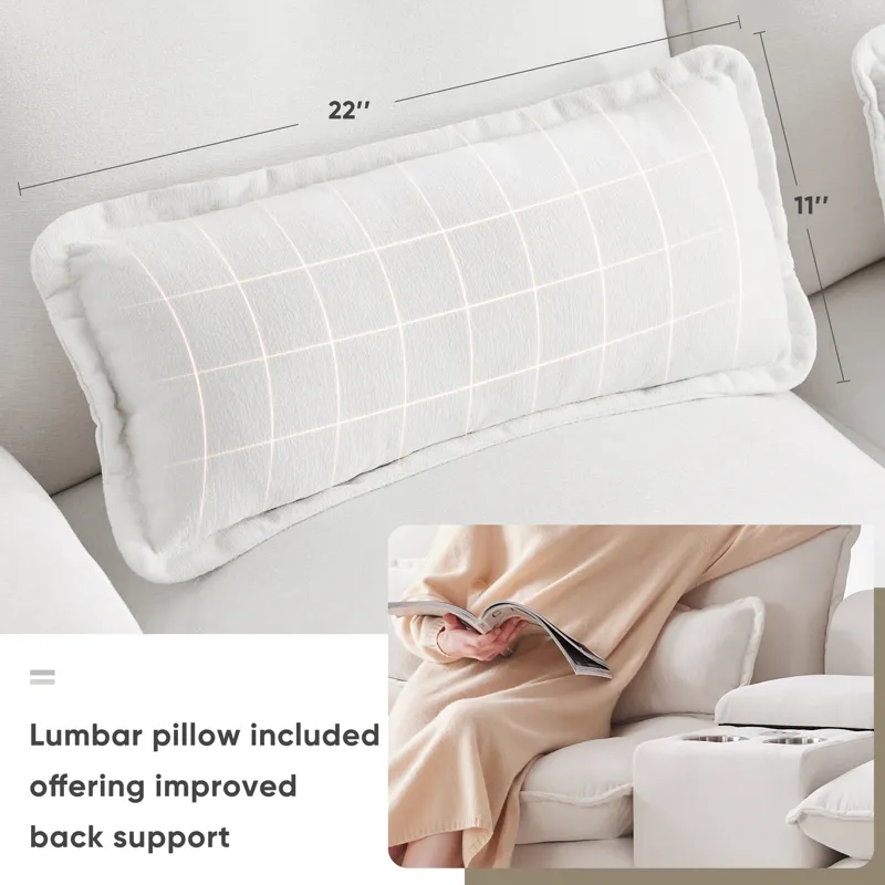 Modern U Shaped Sofa With Console, Cupholders And USB Ports, 6 Seat Upholstered Symmetrical Indoor F