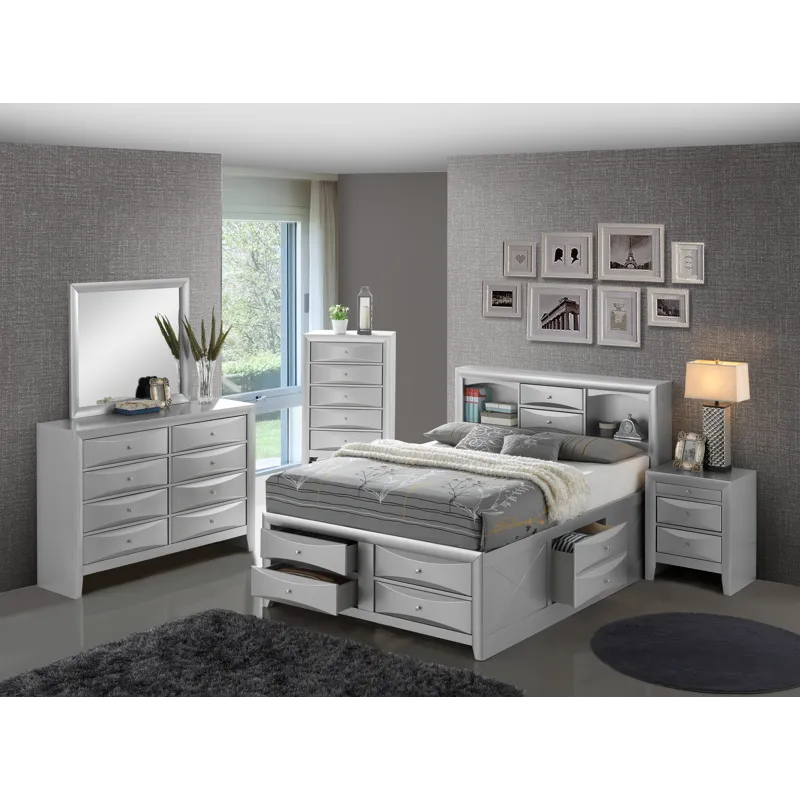 Marilla - G1503G-KSB3 King Storage Bed - Silver Champagne