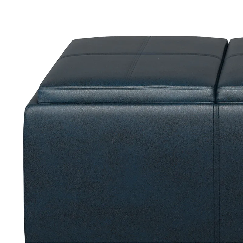 Avalon - Storage Ottoman - Distressed Dark Blue