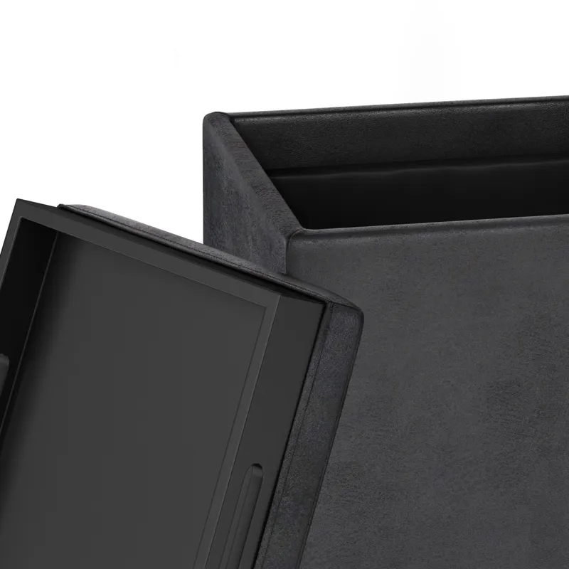 Rockwood - Cube Storage Ottoman with Tray - Distressed Black