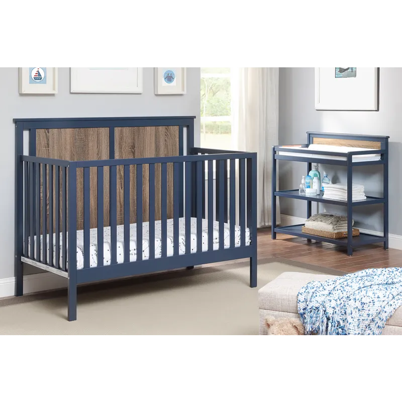Connelly - 4-in-1 Convertible Crib - Midnight Blue/Vintage Walnut