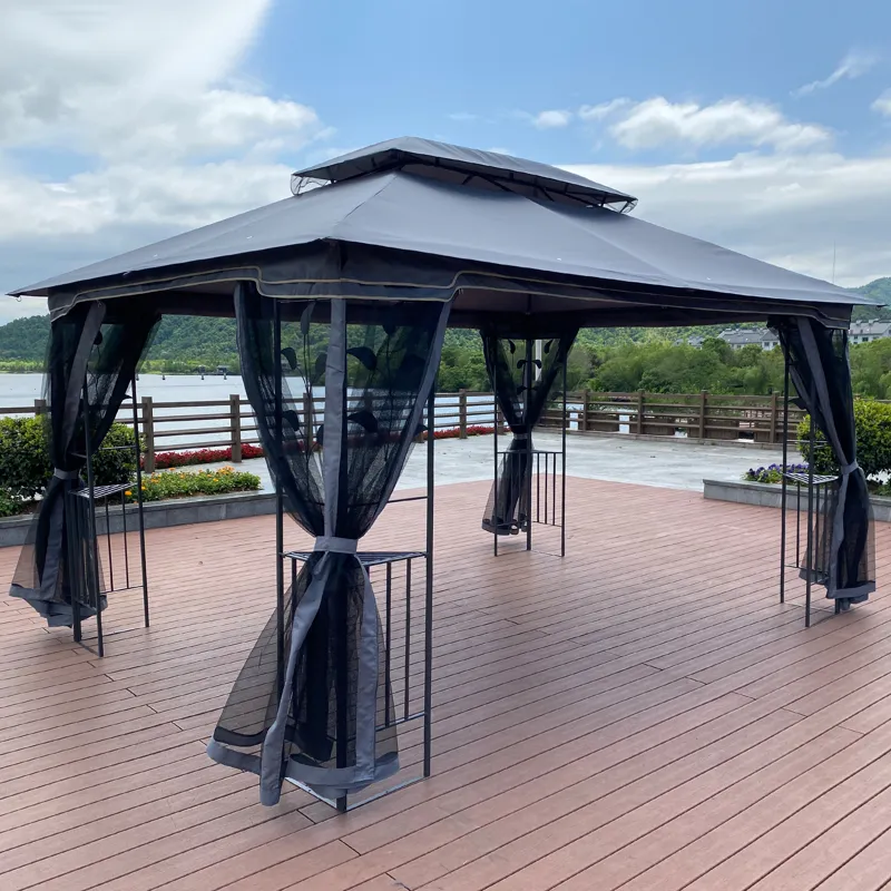Outdoor Patio Gazebo Canopy Tent With Ventilated Double Roof And Mosquito Net (Detachable Mesh Scree