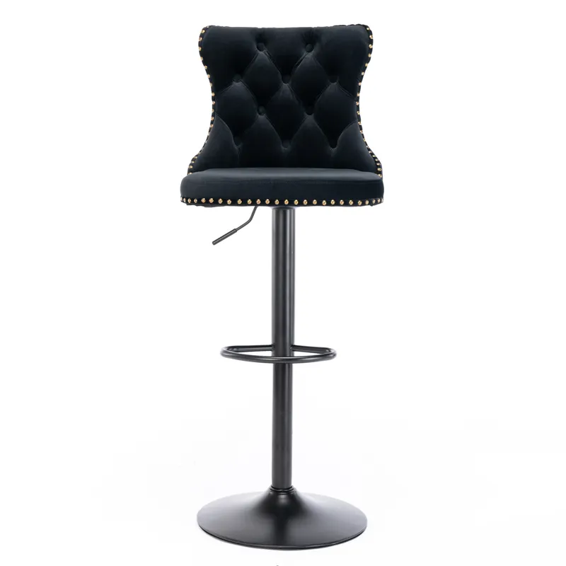 Swivel Velvet Barstools Adjusatble Seat Height, Modern Upholstered Bar Stools With Backs Comfortable