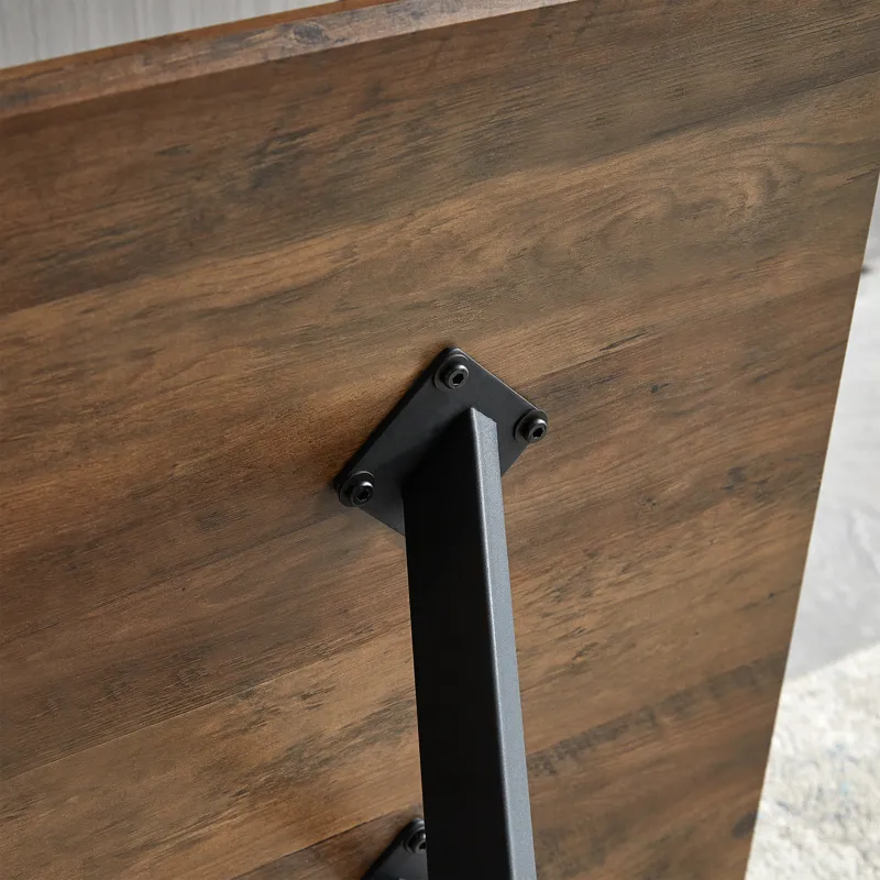 Modern Minimalist Style Dining Table MDF Wooden Top Metal Shelf Metal Heat Transfer Legs Leveling Fe