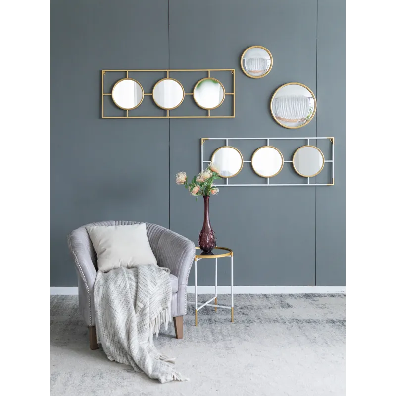 3 Mirror Piece Wall Mirror Rectangular Frame, Home Wall Decor For Bedroom Living Room - Gold