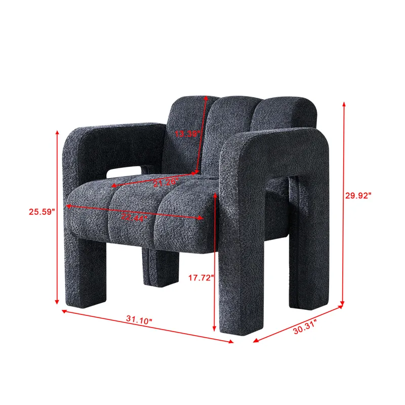 31.10\" Boucle Upholstered Accent Chair - Dark Gray
