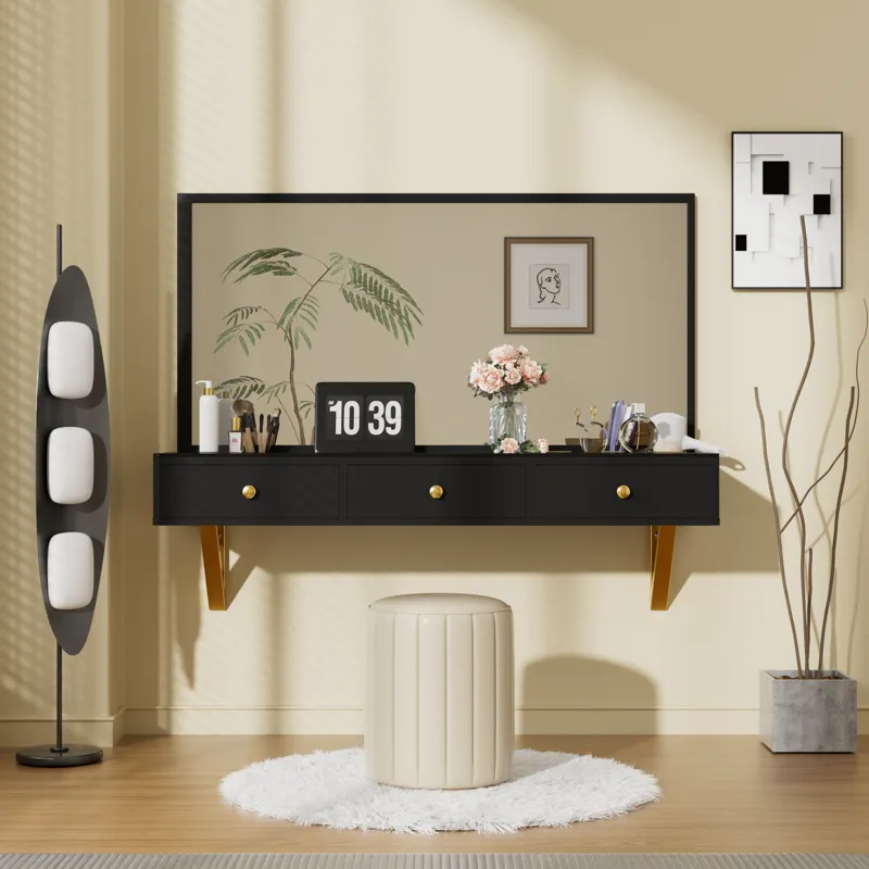 Floating Shelf With Drawer, Multi-Purpose Wall-Mounted Vanity Table, Mounted Desk, Floating Table Fo