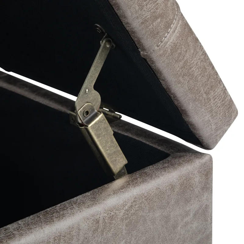 Harrison - Coffee Table Storage Ottoman - Distressed Grey Taupe