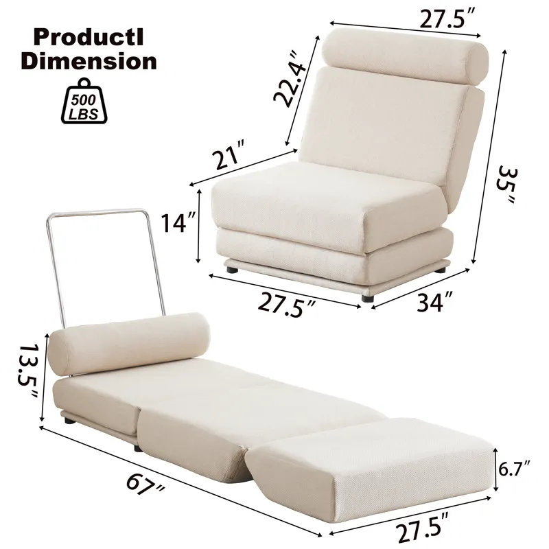 Single Sofa Chair Foldable Single Sofa Bed With Pillow, Portable Foldable Sofa Bed, Leisure Sofa Cha