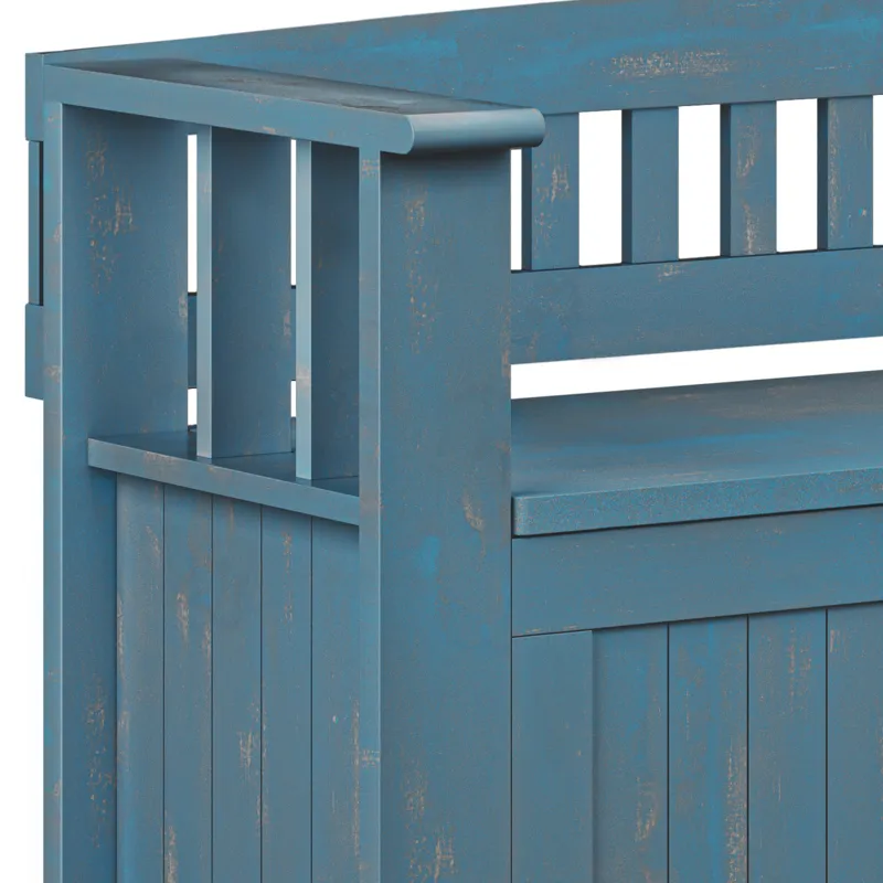 Acadian - Entryway Storage Bench - Distressed Coastal Blue