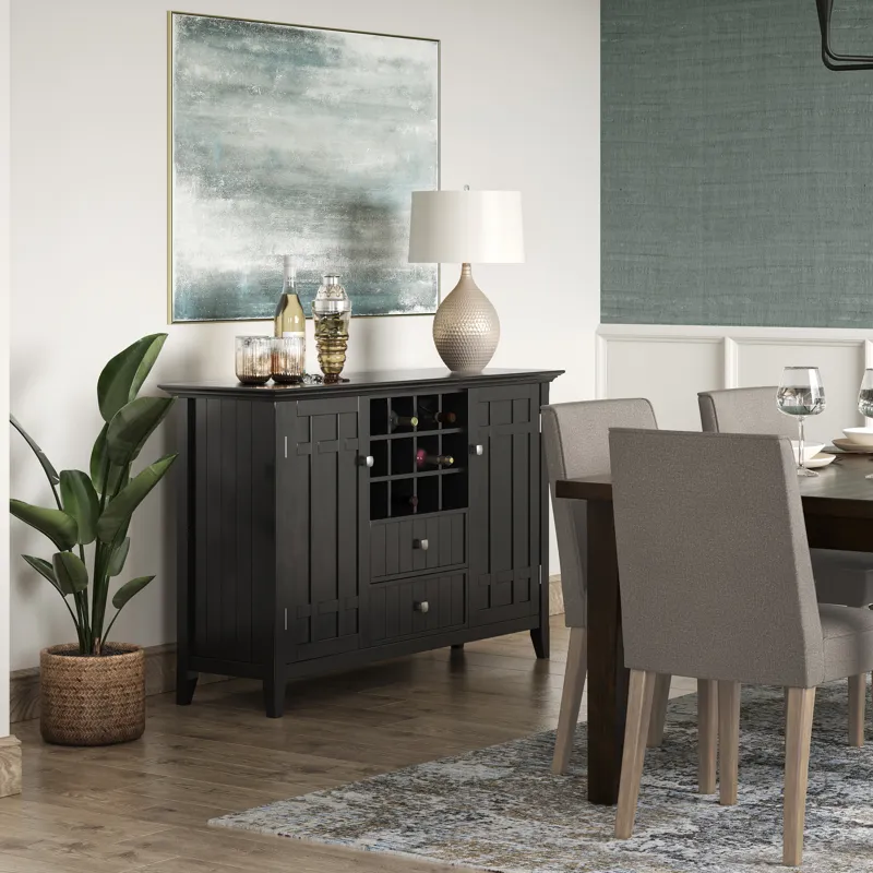Bedford - Sideboard Buffet and Wine Rack - Black