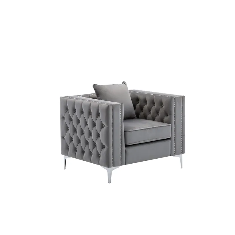 Lorreto - Velvet Chair - Gray