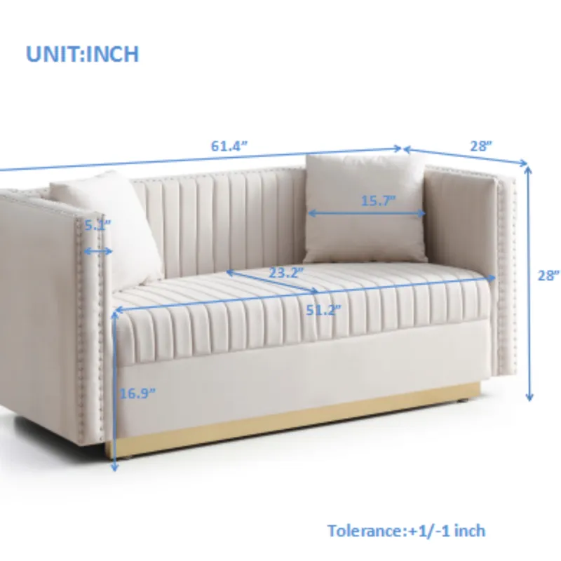 Contemporary Vertical Channel Tufted Sofa Loveseat Modern Upholstered Couch For Living Room With 2 P