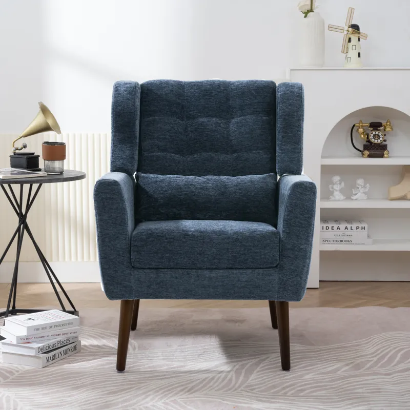 Modern Accent Chair, Chenille Arm Chairs For Living Room, Upholstered Mordern Armchair, Comfy Soft P