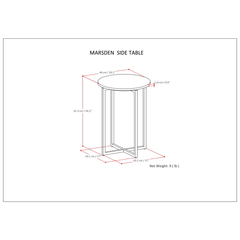 Marsden - Side Table with Polished Stainless Steel Base - White / Silver