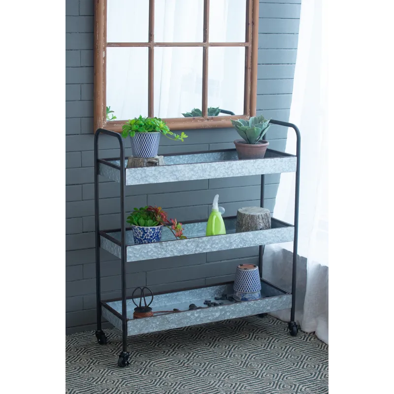 Homestead Galvanized Shelf Display 3 Tier - Metallic Gray