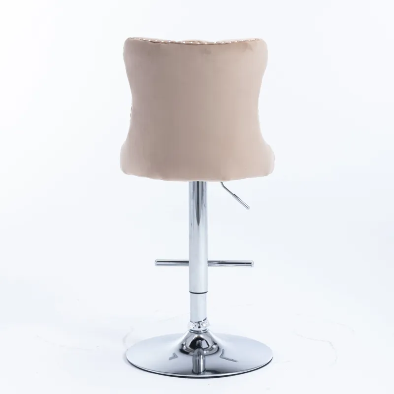Swivel Velvet Barstools Adjusatble Seat Height From 25-33\", Modern Upholstered Chrome Base Bar Stoo
