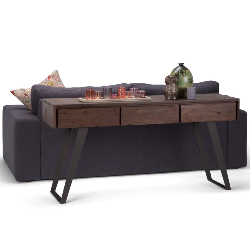 Lowry - Console Sofa Table - Distressed Charcoal Brown