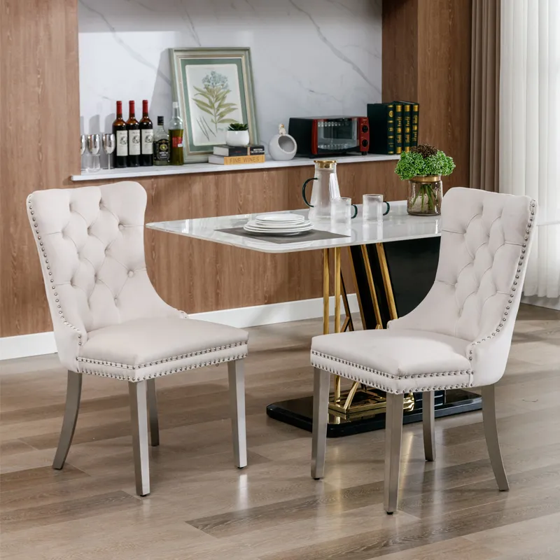 Nikki - Modern, High-End Tufted Solid Wood Contemporary Velvet Upholstered Dining Chair With Chrome 