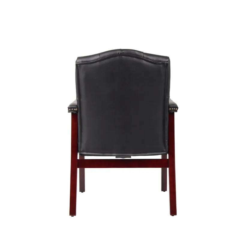 Leather Reception Guest Chairs With Padded Seat And Arms Ergonomic Mid-Back Office Executive Side Ch