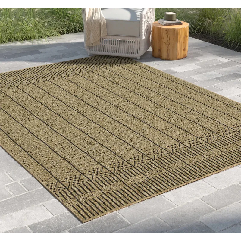 Earth - 2\'7\" X 7\'3\" Indoor / Outdoor, Area Rug - Jute / Black