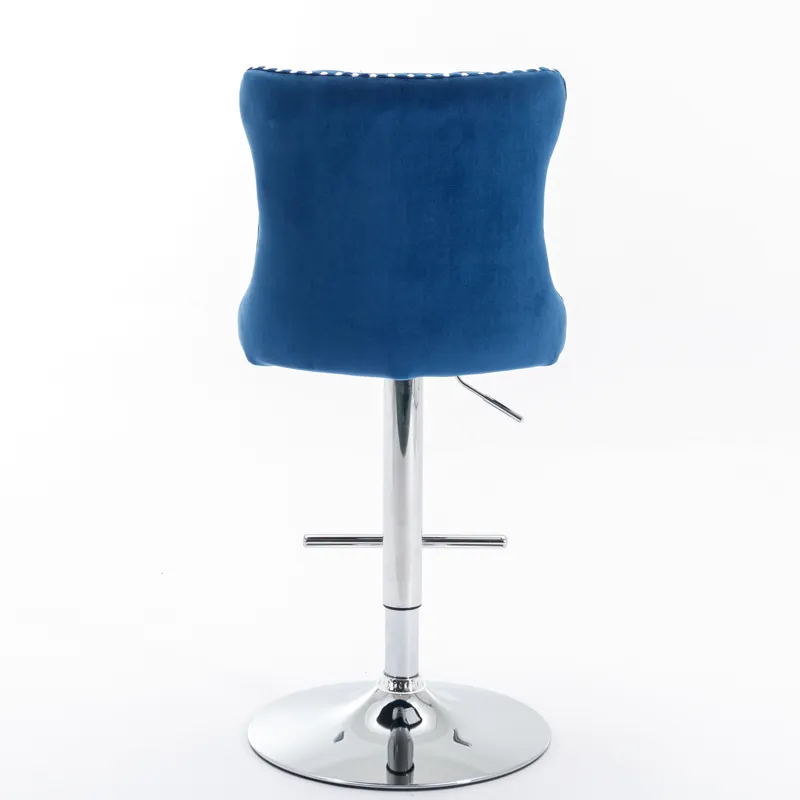 Swivel Velvet Barstools Adjusatble Seat Height From 25-33\", Modern Upholstered Chrome Base Bar Stoo
